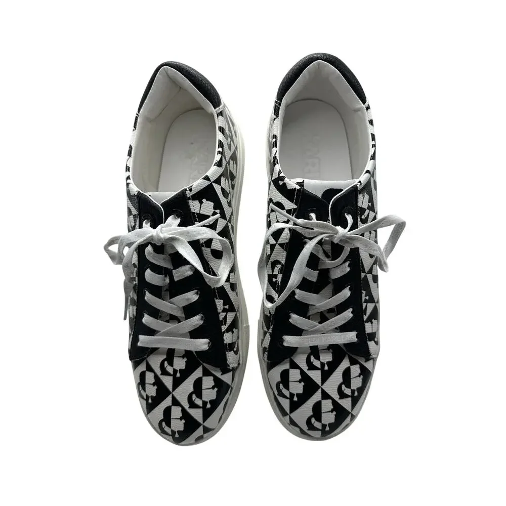 Karl Lagerfeld Paris Cate Diamond Sneakers Mens Size 11 Black White Graphic